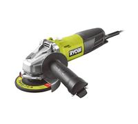 RYOBI - Amoladora Angular con Cable 800W 125mm - 12 000 rpm - Entregada con 1 Disco de Desbarbar el Metal Ø 125 mm y 1 Mango Lateral 2 Posiciones - Protección Anti-Arranque - RAG800-125G