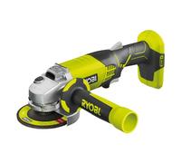 RYOBI - Amoladora Angular Eléctrica Sin Cable 18V ONE+ Ø115mm - Usos en Metal, Piedra, Bloque de Hormigón, Cemento y Mármol - Buena Autonomía - Se Entrega con Accesorios - R18AG-0