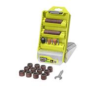 RYOBI - Caja de 27 piezas de lijado/rectificado - RARSGK-27 | Bandas abrasivas grano 60 y 120 con mandril de tambor, muelas de piedra, madera, metal y plástico, óxido, curvas interiores