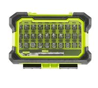 RYOBI-Caja resistente especial impacto 31 Accesórios de atornillar PH/PZ/SL/HEX/TX + 1 adaptador de puntas con fijación rápido 1/4''
