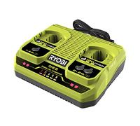 RYOBI - Cargador de 2 Puertos 4.0A/h 18V One+ - Indicadores LED de Carga - Compatible con Todas Las baterías RYOBI® Lithium+™ 18V One+™ - RC18240