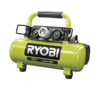RYOBI - Compresor Inflador de Tanque 3,8L 18V ONE+ - Manómetro de Aguja - 0,6 HP, Presión Máxima 8,2 bar, Flujo Máximo 20L/min - 1 Racor Rápido Estándar ¼" (Batería y Cargador no Incluidos) - R18AC-0