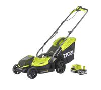 RYOBI - Cortacésped Eléctrico Inalámbrico 18V One+ Ø33cm - Recoge y Mulching - Larga Autonomía - Se Entrega con 1 Baterías 4,0Ah y 1 Cargador 2,0A -RLM18X33B40