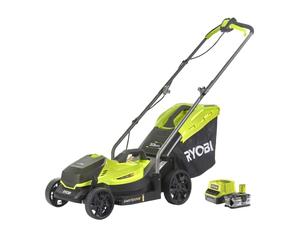 RYOBI - Cortacésped Eléctrico Inalámbrico 18V One+ Ø33cm - Recoge y Mulching - Larga Autonomía - Se Entrega con 1 Baterías 4,0Ah y 1 Cargador 2,0A -RLM18X33B40