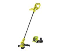 RYOBI Desbrozadora inalámbrica RY18LT23A-120P, Incluye 1 batería de 2,0 Ah | Sistema de batería ONE+ de 18 V, ancho de corte de 23 cm, función EasyEdge para modo borde, mango de metal, diseño compacto.