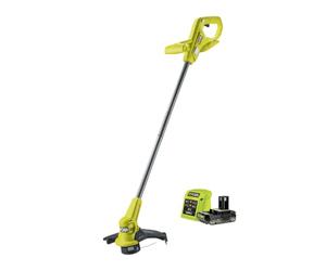 RYOBI Desbrozadora inalámbrica RY18LT23A-120P, Incluye 1 batería de 2,0 Ah | Sistema de batería ONE+ de 18 V, ancho de corte de 23 cm, función EasyEdge para modo borde, mango de metal, diseño compacto.