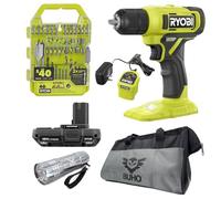 Ryobi Drill Set Bundle with Ryobi 18V ONE+ Drill, Drill Bits, and Buho Tool Bag