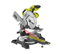 Ryobi EMS254L - tipo mitra EMS254L, 5133001202 | Con láser Exactline, iluminación LED, ángulo de inglete continuo y ampliaciones de mesa, incluye hoja de sierra