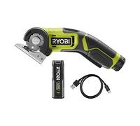 RYOBI - Herrammienta de Corte 4V USB Lithium - Ø38 mm, Velocidad 200 rpm- para Cuero, Plástico, Fieltro, Cartón - Compacto y Liviano - Incluye Batería Extraíble y Cable USB-C para Cargar - RCT4-120G