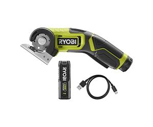 RYOBI - Herrammienta de Corte 4V USB Lithium - Ø38 mm, Velocidad 200 rpm- para Cuero, Plástico, Fieltro, Cartón - Compacto y Liviano - Incluye Batería Extraíble y Cable USB-C para Cargar - RCT4-120G