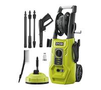RYOBI - Hidrolimpiadora de Alta Presión 1800W, 140 Bares, 420l/h - 2 Lanzas (Vario y Turbo) y 1 Cepillo Multisuperficie, Limpiador de Superficies Ø 25 cm - Depósito Detergente 0,9l - RY140PWA