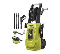 RYOBI - Hidrolimpiadora de Alta Presión 2000W, 150 Bares, 450l/h - Manguera 8m, Carrete, 2 Lanzas (1Vario, 1Turbo), Depósito Detergente 0,9l, Limpiador Suelos 25cm, Cepillo Multisuperficie - RY150PWA