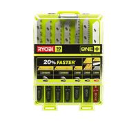 RYOBI - Juego de 10 Hojas de Corte ONE+ para Sierra de Calar Sin Cable - Para Madera, Metal y Plástico - 20% más Rápidas - Liberación Eficiente del Material - Montaje en T con Espiga - RAK10JSBWM