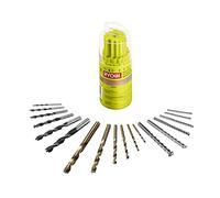 RYOBI - Juego de 18 Brocas Mixtas - Puntas para Atornillador y Taladro de Percusión - Especiales para Metal, Madera, Plástico y Albañilería - Herramientas Duraderas - Se Entregan en Caja - RAK18DMIX