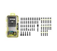 RYOBI - Juego de 59 puntas de atornillado especiales para impacto RX - puntas PH/PZ/TX/HEX/SL + 5 boquillas + portapuntas 60 mm, zona de torsión, revestimiento de óxido negro, estuche compatible RYOBI