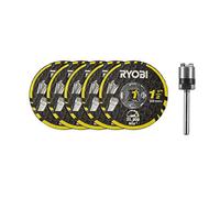 RYOBI - Juego de 6 discos de corte y 1 portabrocas Twist Lock - RAR301-6 | Corte de metales, plásticos, paneles de yeso y plexiglás, fijación rápida sin tornillos, tubos de cobre, recorte y ranurado