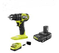 RYOBI Kit de taladro/destornillador compacto ONE+ HP de 1,27 cm sin escobillas de 18 V con batería y cargador