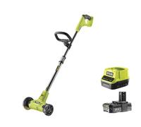 RYOBI - Limpiador de Juntas Sin Cable 18V ONE+ - Limpieza de Terrazas, Calzadas, Bordes de Piscinas - Mango Ergonómico, Tubo Telescópico - Buena Autonomía - Batería 2Ah, Cargador 1,5A, Cepillo Alambre