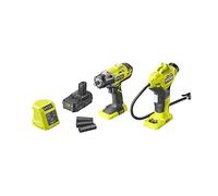 Ryobi Llave de Impacto 18V Inflador Batería 1,5 Ah Cargador