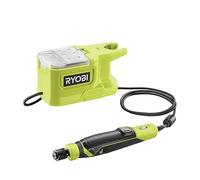RYOBI - Mini Herramienta Multifunción 18V ONE+ - 4300-23000 rpm - Cable 120cm, Ajuste Velocidad, Cambio Puntas sin Herramienta - Entregada con 15 Accesorios (Batería y Cargador no Incluidos) - RRT18-0