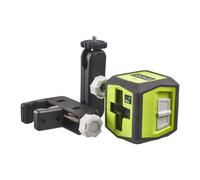 RYOBI - Nivel Láser Verde de 2 líneas en Cruz - Alcance hasta 15 Metros - Tiempo de Nivelación 5 segundos - Compacto y Preciso - 2 Pilas AA, Rosca para Trípode y Pinza de Montaje Incluídas - RBCLLG1