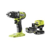 Ryobi Taladro percutor ONE+ 18 V sin escobillas — 54 Nm, mandril 13 mm, baterías 2,0+4,0 Ah