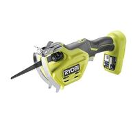 RYOBI - Sierra de Mano 18V ONE+ - Hoja 15cm Intercambiable sin Herramientas, Capacidad de Corte Ø8cm - Soporte de Sujeción de Metal, Mango GripZONE+ (Batería y Cargador no Incluidos) - RY18PSA-0