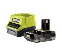 RYOBI - Pack 1 Cargador Rápido 2.0 A/h + 1 Batería Litio+ 18V ONE + 2,0Ah - Batería Multiusos Compatible con Más de 200 Herramientas de Bricolaje, Jardinería, Limpieza, Automoción RYOBI - RC18120-120C