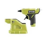 RYOBI - Pistola de pegamento Ultra Compacta con Base Calentadora de Batería 18V ONE+ (No Incluida) - Calienta en 4 Min - Barras de Pegamento Ø7mm (3 Incluidas) - Punta Ø1,8mm - Sin Cable - RGLM18-0