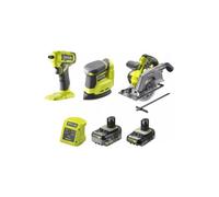 Ryobi R18CK3G-242G ONE+ - Juego de 3 llaves de impacto (RSD18), sierra circular (R18CSP), mandril