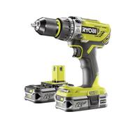 Ryobi R18PD3-0 Taladro Atornillador Batería de Percusión 18V 50Nm Kit 2x2,5 Ah