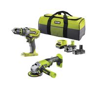 Pack Taladro percutor 50Nm + Martillo combinado 1.3J + Amoladora 115mm 18V ONE+™ (1x 4.0Ah y 1x 2.0Ah)