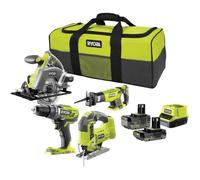 Ryobi RCK184C-242S Set 4 Herramientas Inalámbricas Taladro Sierras Calar Sable 2 Baterías 2Ah 4Ah