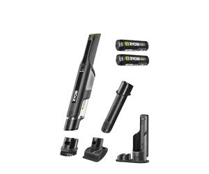 RYOBI RHV44-220G - Aspirador de Mano con batería sin escobillas de 4 V, 50 Airwatts, 2 baterías de 2,0 Ah y estación de Carga, compacta y Potente, Boquilla para Juntas y tapicería, Flujo de Aire de