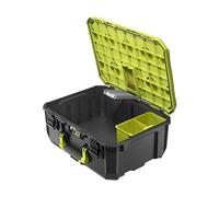 RYOBI RSL102 - Caja de herramientas compacta tamaño M (36,6L) | Botón de liberación frontal, materiales resistentes a los golpes, transporte y fijación en los rieles del sistema, taller
