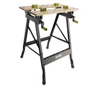 Ryobi RWB02 - Banco de trabajo | Mesa de aluminio y acero, control de pie, 4 mordazas deslizantes y llave de servicio proporcionados, sujeción, aserrada