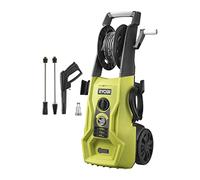 RYOBI RY140PWA - Limpiador eléctrico de Alta presión (1800 W, presión de 140 Bares, caudal de 420 l/h, depósito de detergente de 0,9 L, Manguera Reforzada de Acero de 6 m, enrollador de Manguera,