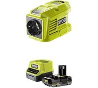 RYOBI - Transformador 18V - Potencia Continua 150 W - Potencia Máxima 300 W - 1 Puerto de Alimentación UE - 2 Puertos USB-A (2,4 A - 5V) - Luz LED - Se Vende sin Batería ni Cargador - RY18BI150A-0