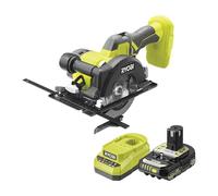 RYOBI Sierra circular compacta 18V ONE+™ R18CS115-120GP - Copa de madera, OSB, parquet, tablero, diseño interior, Ø115 mm, batería 2Ah + cargador