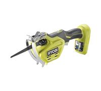 RYOBI - Sierra de Mano 18V ONE+ - Hoja 15cm Intercambiable sin Herramientas, Capacidad de Corte Ø8cm - Soporte de Sujeción de Metal, Mango GripZONE+ (Batería y Cargador no Incluidos) - RY18PSA-0