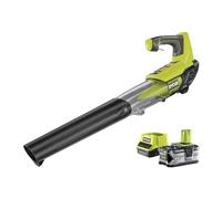 RYOBI - Soplador Eléctrico Inalámbrico Turbo Jet 18V One+ - Especial para Hojas, Césped, Terraza, Calzada, Jardín Pequeño y Mediano - Mango Ergonómico - 1 Batería de Litio 4Ah y 1 Cargador Rápido 2A