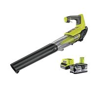 RYOBI - Soplador Eléctrico Inalámbrico Turbo Jet 18V One+ - Especial para Hojas, Césped, Terraza, Calzada, Jardín Pequeño y Mediano - Mango Ergonómico - 1 Batería de Litio 4Ah y 1 Cargador Rápido 2A