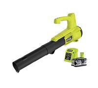 RYOBI - Soplador Eléctrico Inalámbrico Turbo Jet 18V One+ - Limpieza de Pasillos Exteriores, Terrazas, Jardines Pequeños y Medianos - 1 Batería de Litio 4Ah y 1 Cargador Rápido 1,5 A - RY18BLA-140