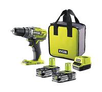 RYOBI Taladro Atornillador Inalámbrico 18V ONE+ con 2 Baterías 1.5Ah, Cargador y Bolsa - 2 Velocidades, Portabrocas 13mm