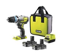 RYOBI - Taladro/Atornillador/Percutor Brushless 18V ONE+ - Especial para Trabajos Importantes - 2 Velocidades - Se Entrega con 2 Baterías Litio+ 2,0Ah y 1 Cargador - R18PDBL-220S