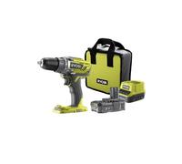 RYOBI - Taladro-destornillador ONE+ 18V - 50 Nm - 500-1800 rpm - Portabrocas de 13 mm + 1 batería de 2 Ah, cargador y bolsa - R18DD3-120S