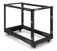 RyoRacks Estante de servidor de pie de marco abierto de 4 postes 12U, profundidad de montaje ajustable de 22 a 40 pulgadas, tuerca de jaula extra, ruedas bloqueables - perfecto para computadora, AV,