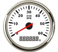 RYOZAI velocímetro Moto Tacómetro De 85 Mm para Coche, Contador Rev, Motor Fueraborda Tach, Motor Eléctrico, Medidor De 6000 RPM con Contador De Horas, Retroiluminación Roja (Color : WS-6KL RPM)