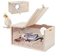 Rypet Caja Nido para periquitos, diseño Transparente, Caja de cría de pájaros con Perca, Jaula de Madera para pájaros, para cacatúas, tortolitos, periquitos, Loros, Canarios, L