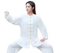 RYQZHHY Trajes De Tai Chii Uniforme tradicional de artes marciales for mujeres y hombres, traje informal holgado transpirable Wushu Wing Chun Tai Chi Kung Fu(White,XL)